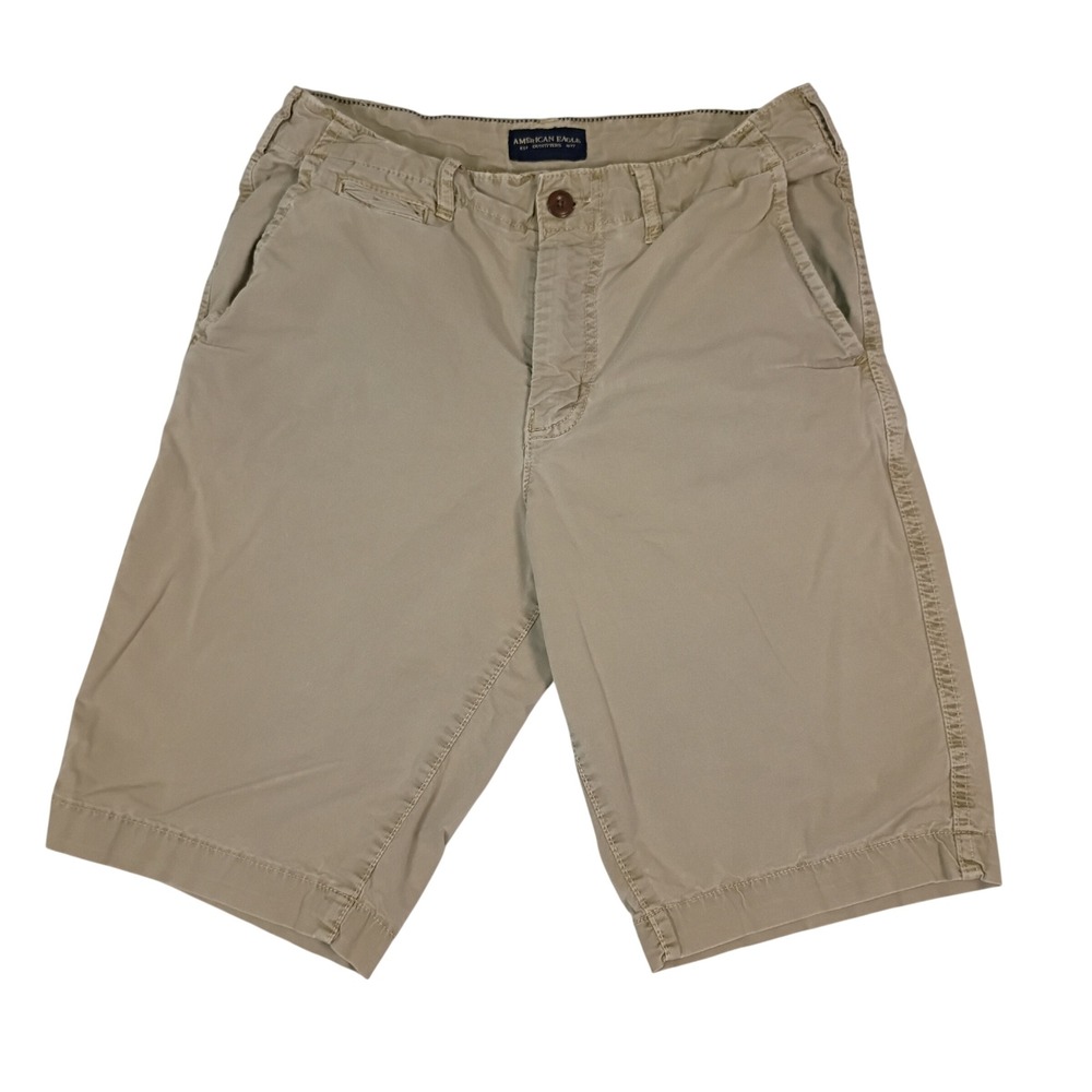 American Eagle Ne(x)t Level Flex Khaki Shorts Mens 30 Longer Length Tan Chino